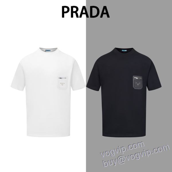 プラダ PRADA 半袖Tシャツ 2色可選 存在感のある ブランドスーパーコピー 激安専門店 2025新品本物