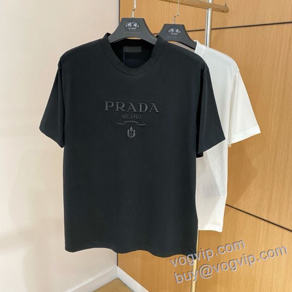 2025高級品 通販 プラダ ブランドコピー チノパン 狙える優秀アイテム 半袖Tシャツ 2色可選