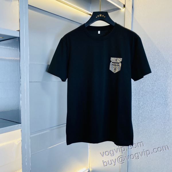 2025春夏新作 プラダ PRADA ブランド 偽物 通販 落ち着いた質感 半袖Tシャツ 3色可選
