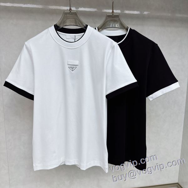 半袖Tシャツ プラダ PRADA コピーブランド 2025春夏新作 2色可選 完成度の高い逸品