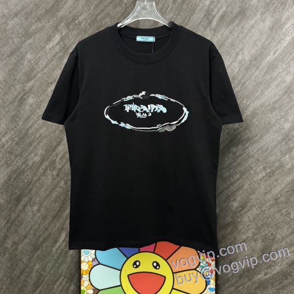 2025超激得大人気 プラダ PRADA 偽物ブランド 高級感漂わせる 半袖Tシャツ 2色可選