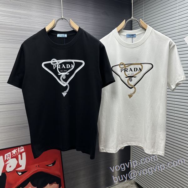半袖Tシャツ プラダ PRADA ブランドコピー 2025最新入荷 2色可選 超目玉