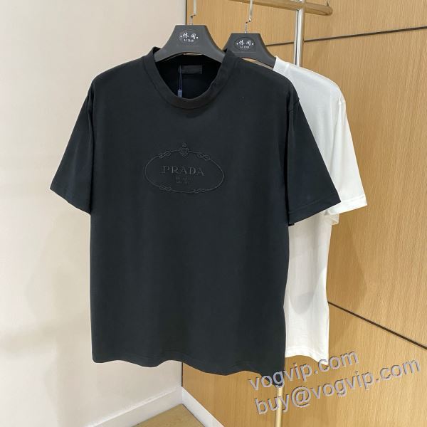 プラダ PRADA 半袖Tシャツ 大人のセンスを感じさせる 2色可選 ブランドスーパーコピー 2025新商品！