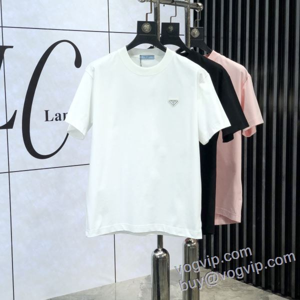 目玉商品 ブランドコピー プラダ PRADA 半袖Tシャツ 3色可選 2025限定セール定番人気