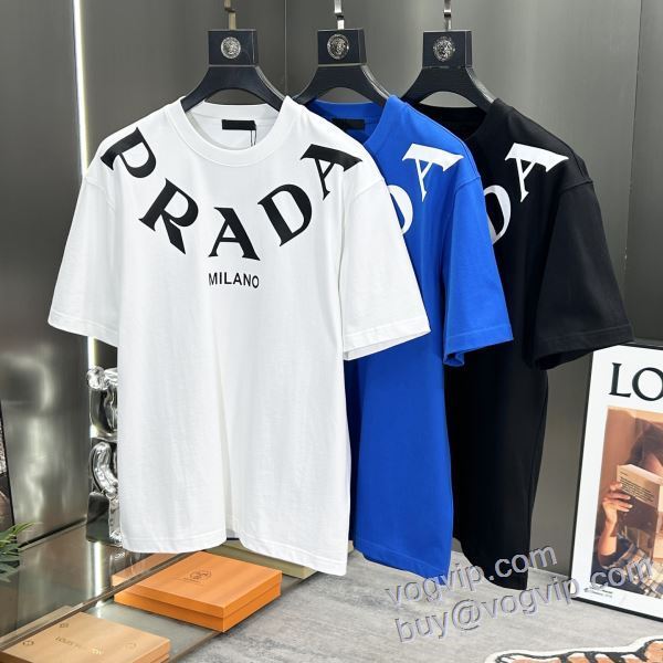セレブ風 半袖Tシャツ コピーブランド プラダ PRADA 2025数量限定セール 3色可選