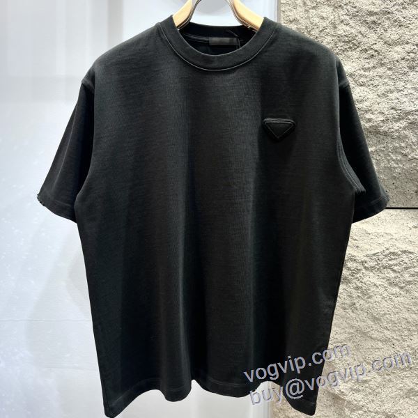 ブランドスーパーコピー 【人気ブログ掲載】 プラダ PRADA 半袖Tシャツ 2色可選 2025人気定番品質保証