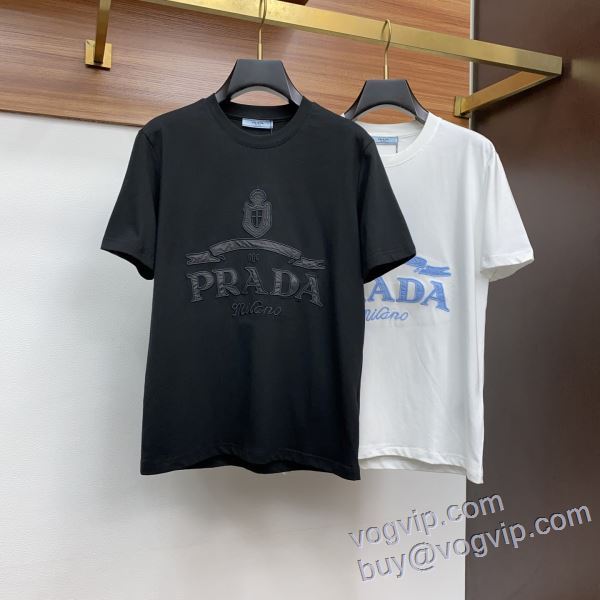 VOGブランドスーパーコピー ラダ PRADA 2025人気セール高品質 半袖Tシャツ 2色可選 お洒落自在
