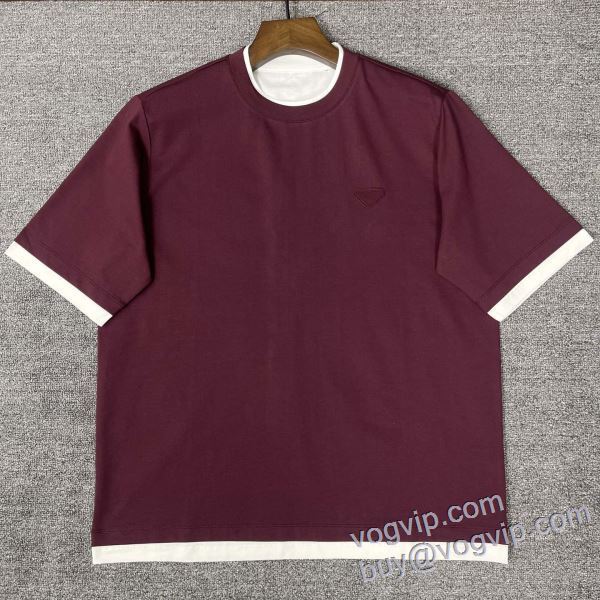 スーパーコピー信用できるサイト プラダ PRADA 半袖Tシャツ 3色可選 2025人気セール高品質 個性派