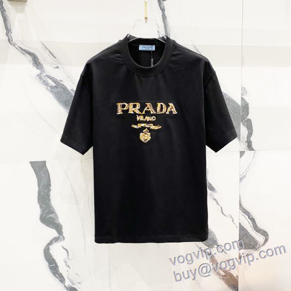 海外セレブ定番愛用 スーパーコピー n級品 プラダ PRADA 2025品質保証100%新品 半袖Tシャツ 2色可選