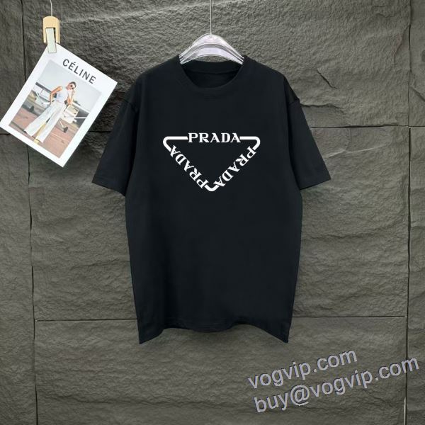 今からの季節にピッタリ！ 最高N級ブランドコピー プラダ PRADA 2025驚きの破格値安い 半袖Tシャツ 2色可選