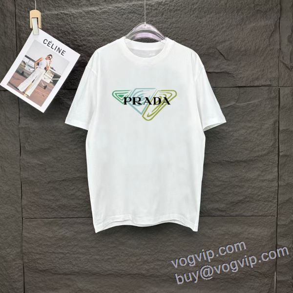 2025驚きの破格値安い VOGコピー プラダ PRADA 半袖Tシャツ 2色可選 個性的なデザイン