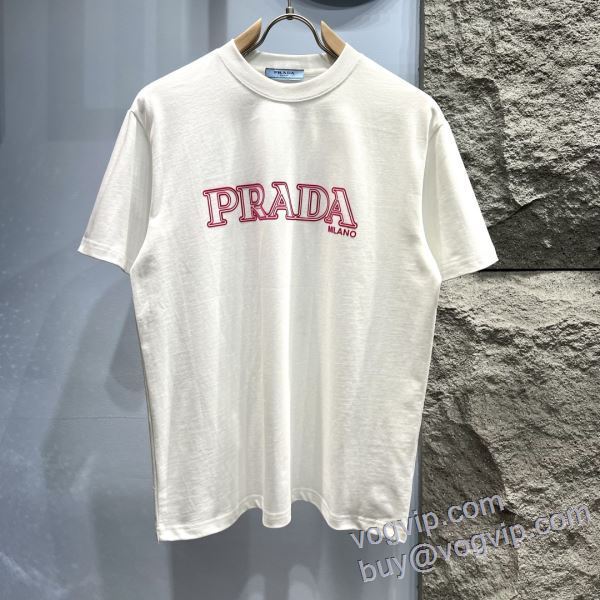お洒落に魅せる プラダ ブランドスーパーコピー 半袖Tシャツ 2色可選 2025超人気新品