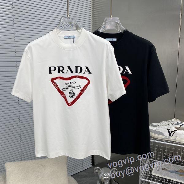 プラダ PRADA ブランド 偽物 通販 2025爆買い大人気 半袖Tシャツ 2色可選 抜群の雰囲気が作れる!