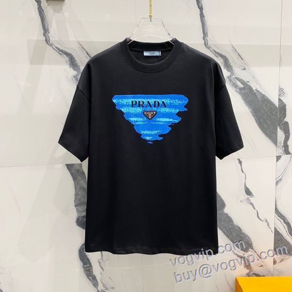 プラダ 2025お買い得豊富な 半袖Tシャツ 2色可選 PRADA ブランドコピー 人気商品