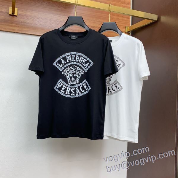 絶大な人気を誇る 半袖Tシャツ 2色可選 ヴェルサーチ VERSACE 2025超激得高品質 最高N級ブランドコピー