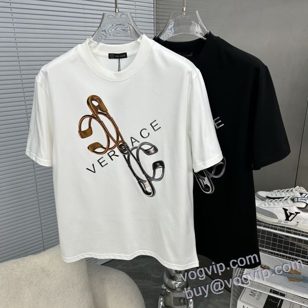 ずっと人気? ヴェルサーチ VERSACE ブランド 偽物 通販 半袖Tシャツ 2色可選 2025人気定番品質保証