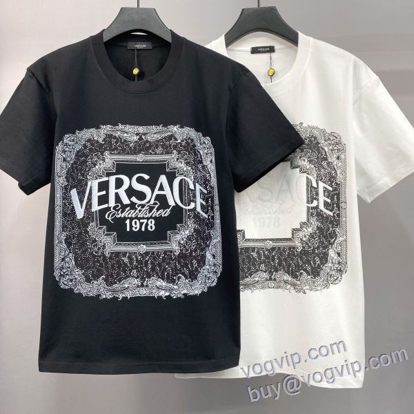 ヴェルサーチ 2025数量限定大得価 半袖Tシャツ 2色可選 大人のセンスを感じさせる VERSACE ブランドスーパーコピー