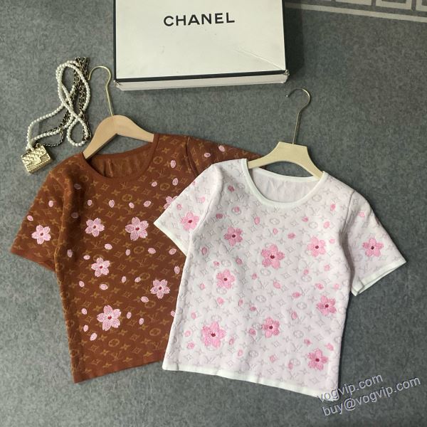SALE!今季 ルイ ヴィトン LOUIS VUITTONコピー NZLVNXZ014 2025最新入荷 ニット 半袖Tシャツ 2色可選