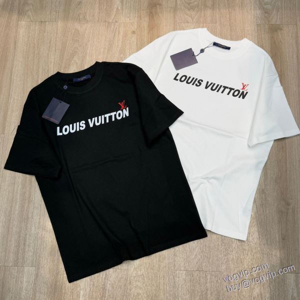 2025高級品 通販 高品質なスーパーコピー商品 NZLVNXZ031 半袖Tシャツ 2色可選 ルイ ヴィトン LOUIS VUITTON 首胸ロゴ