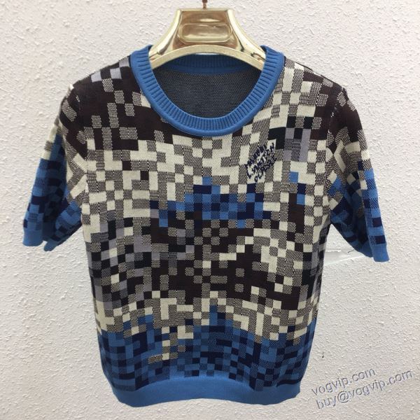 人気 ランキング LOUIS VUITTONコピー NZLVNXZ067 ニット 半袖Tシャツ 2色可選 2025最安値セール ルイ ヴィトン