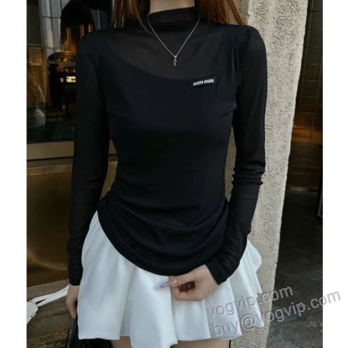 ミュウミュウ人気スーパーコピーブランド NWTMIU030 2025最安値挑戦！ レディース 長袖Tシャツ 2色可選