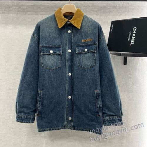 ミュウミュウ MIUMIUブランドスーパーコピー NWTMIU080 レディース デニムジャケット 2025秋冬季超人気 ジャケット、上着