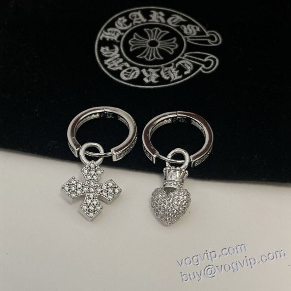 ピアス クロムハーツ 2025最新入荷 イヤリング ハートピアス 魅力ファッション CHROME HEARTSブランド 偽物 通販