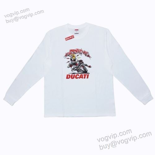2025お買い得高品質 シュプリームブランドコピー 【人気ブログ掲載】 Supreme x DUCATI SUPCTS011 長袖Tシャツ 2色可選