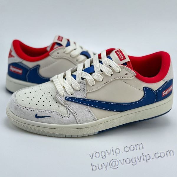 2025新商品！ シュプリーム スーパーコピー信用できるサイト Travis Scott x N1ke Air Jordan 1 Low x Supreme スニーカー カジュアルシューズ 個性的なデザイン