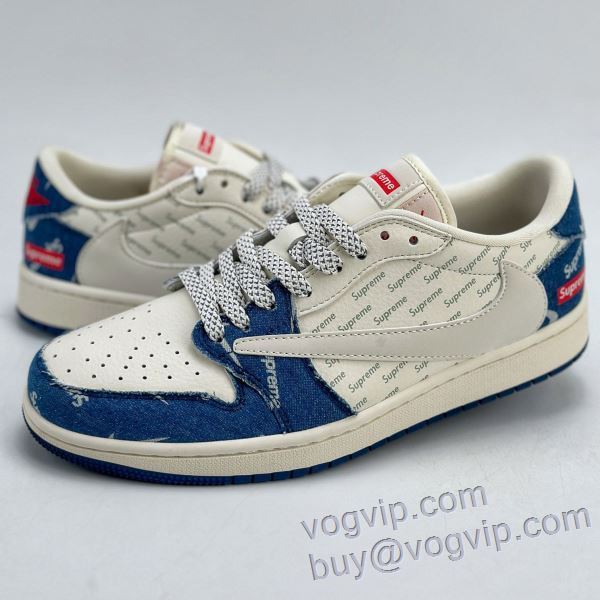 2025お買い得新品 シュプリーム コピー 商品 販売 Travis Scott x N1ke Air Jordan 1 Low x Supreme スニーカー カジュアルシューズ スタイリッシュな印象