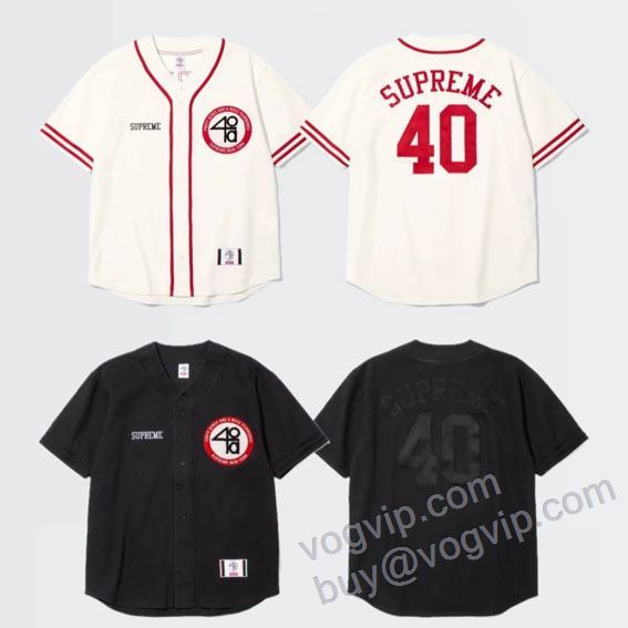 高級感ある SUPREME SS25 40 Acres Twill Baseball Jersey SUPNXZ050 半袖Tシャツ HOT大人気 シュプリームブランド 偽物 通販 野球Tシャツ 2色可選
