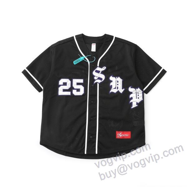大人っぼい Supreme SS25 Old English Baseball Jersey 2025限定セール高品質 シュプリームブランドスーパーコピー SUPNXZ055 半袖Tシャツ 野球Tシャツ 2色可選