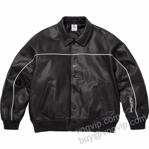今一番HOTな新品 Supreme x N1ke SS25 Leather Varsity Jacket SUPWT033 フェイクファー製のコート ブルゾン 2色可選 シュプリームコピー