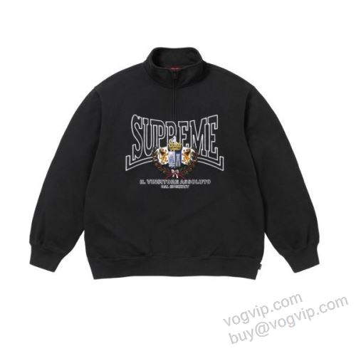 一番人気の新作はこれ シュプリームブランドコピー Supreme CREST APPLIQU? HALF ZIP PULLOVER SUPWT153 2026超人気新品 パーカー 4色可選