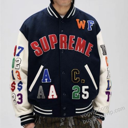 シュプリームコピーブランド 2026期限限定！ Supreme Praises Varsity Jacket SUPWT159 ブルゾン ジャケット、上着 2色可選 コーデ 知的なムードを演出