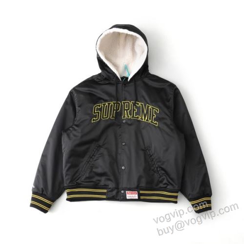 2026新商品！ Supreme x Mitchell & Ness Lined Hooded Satin Varsity Jacket 機能性?耐久性抜群 SUPWT172 ブルゾン ジャケット、上着 2色可選 シュプリームスーパーコピー