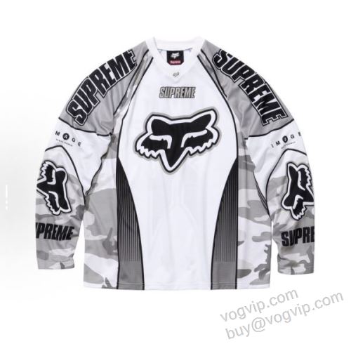 2026最安値高品質 シュプリームブランドスーパーコピー Supreme x Fox Racing DMX Jersey logo SUPWT173 長袖Tシャツ 2色可選 柔らかな質感