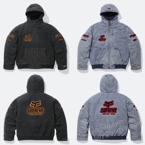 シュプリームブランドコピー Supreme x Fox Racing Hooded Work Jacket SUPWT174 2026最安値高品質 デニムジャケット ジャケット、上着 2色可選