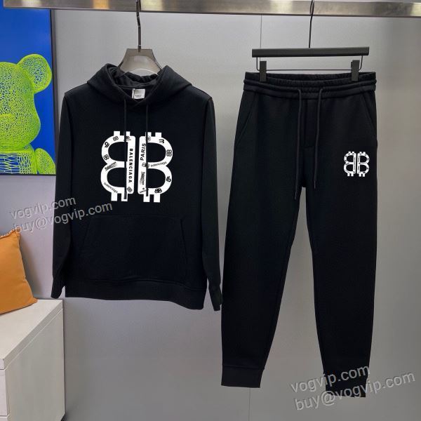 バレンシアガ BALENCIAGA WTBAL192 プルオーバーパーカー 上下セット 2色可選 最高N級ブランドコピー 2025爆買いセール 雑誌掲載アイテム