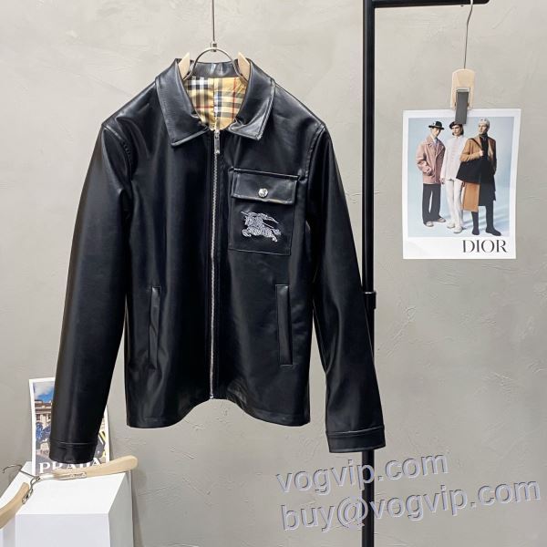 2025新商品! 革ジャンパー ブルゾン バーバリー BURBERRYブランドコピー 落ち着いた質感