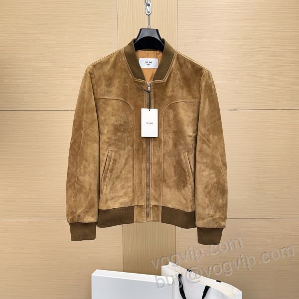 セリーヌ CELINEコピー WTCEL073 シープスエード 2025驚きの破格値安い 革ジャンパー ジャケット、上着