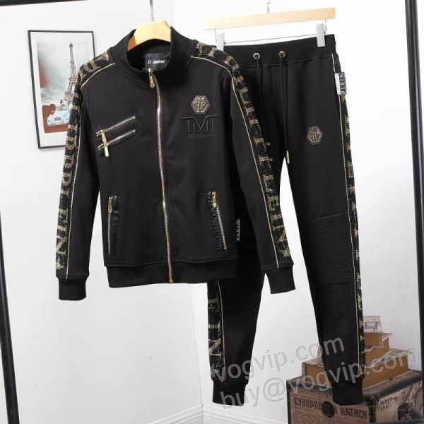 2025秋冬季超人気 フィリッププレイン ブランド 偽物 通販 WTPP005 ダイヤ付き ジャージセット 上下セット