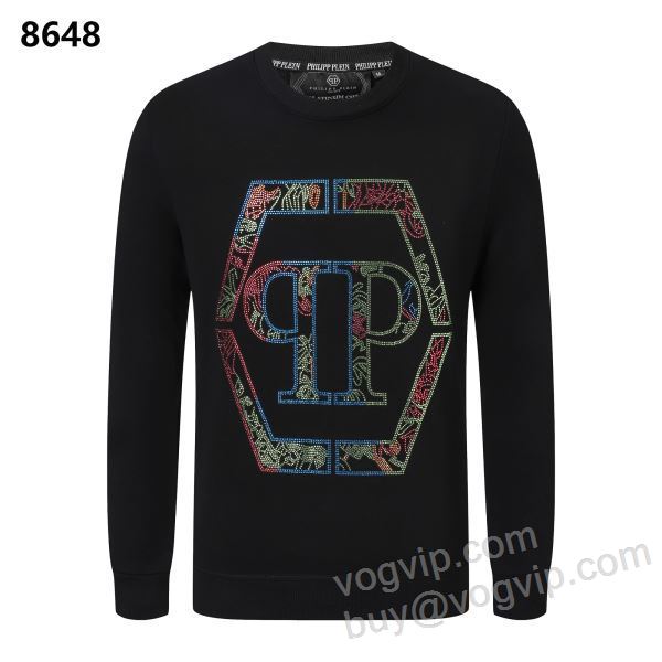 フィリッププレイン ブランド 偽物 通販 WTPP038 2025高級品 通販 ダイヤ付き プルオーバーパーカー