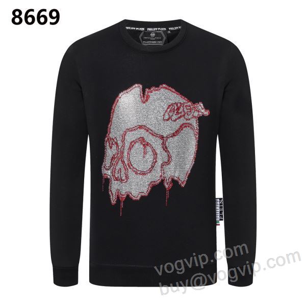 PHILIPP PLEINコピーブランド 2025品質保証大人気 フィリッププレイン WTPP051 ダイヤ付き プルオーバーパーカー