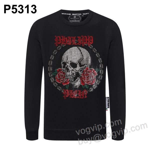 フィリッププレイン ブランドコピー WTPP056 ダイヤ付き プルオーバーパーカー 2025秋冬季新作