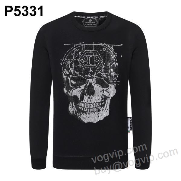 PHILIPP PLEIN偽物ブランド WTPP074 ダイヤ付き 2025新商品！ フィリッププレイン プルオーバーパーカー