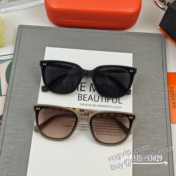 数に限りがある エルメス 偽物ブランド YJHE008 2025春夏季超人気 サングラス 眼鏡/メガネ 2色可選