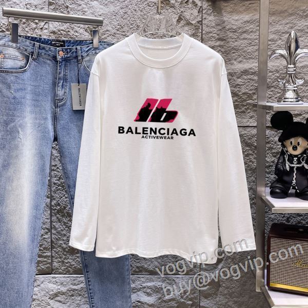 コーデ 知的なムードを演出 バレンシアガ BALENCIAGA CTSBAL019 長袖Tシャツ 2色可選 人気スーパーコピーブランド 2026数量限定豊富な