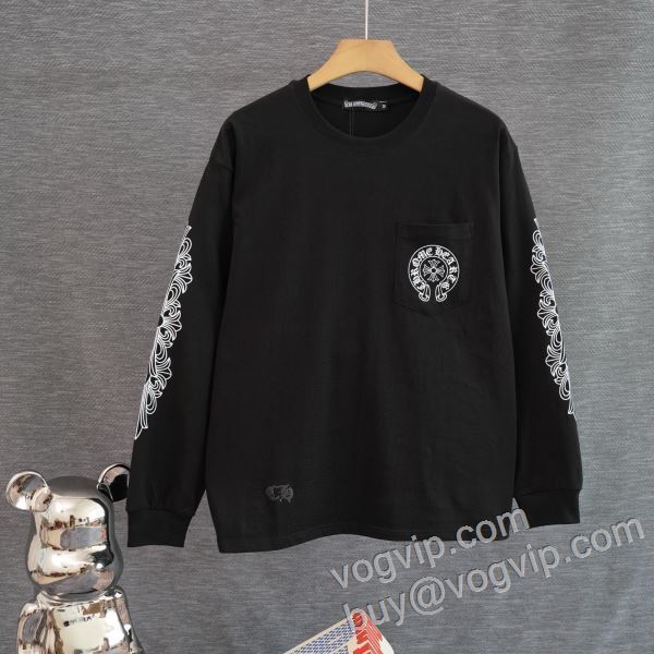 長袖Tシャツ シックスタイルに活躍 2色可選 クロムハーツ偽物ブランド 2026秋冬季超人気 CTSCHR008