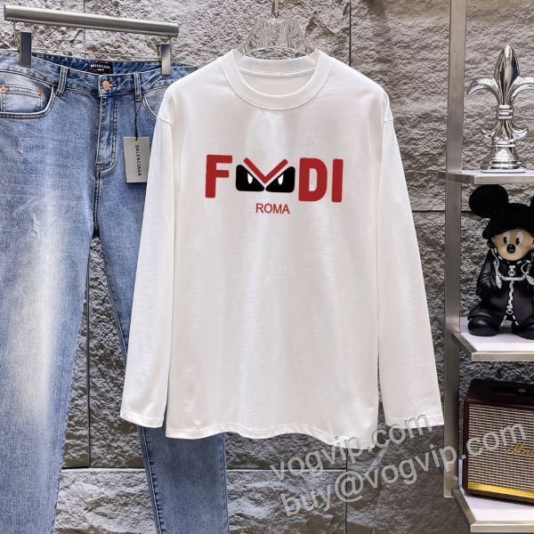 お洒落に魅せる フェンディ 偽物ブランド CTSFEN019 長袖Tシャツ 2色可選 2026お買い得高品質